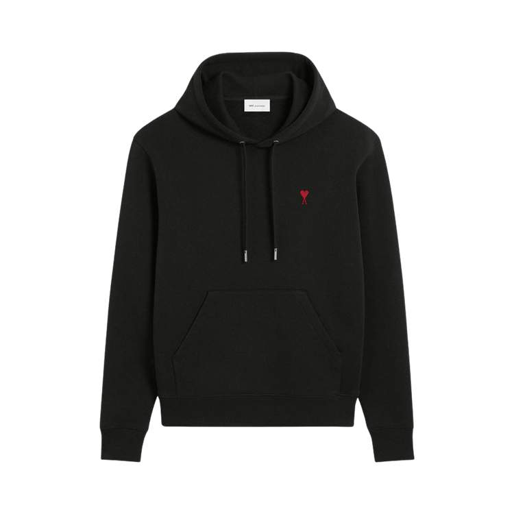 Ami Quota Hoodie With Red De Coeur "Noir"