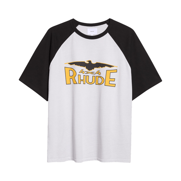 Rhude 4x4 Spirit Raglan Tee "Vintage White/Vintage Black/Yellow"