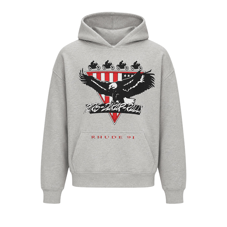 Rhude Stage Racing Hoodie "Heather Grey/Black/Red"