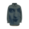 Jean Paul Gaultier Face Print Oversized Denim Shirt "Indigo/Beige"