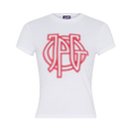 Jean Paul Gaultier Stretch Cotton Jersey Tee Printed "JPG" Logo "White/Red"