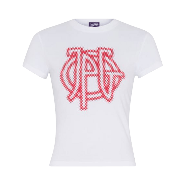 Jean Paul Gaultier Stretch Cotton Jersey Tee Printed "JPG" Logo "White/Red"