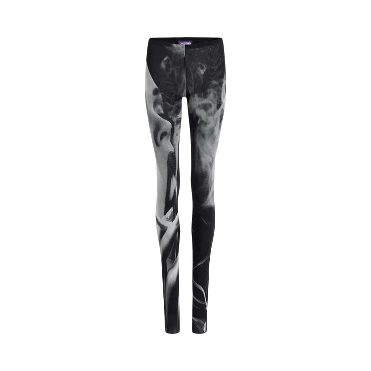 Jean Paul Gaultier Mesh Flare Pant Printed "Smoking Women" "Black/Grey/White"