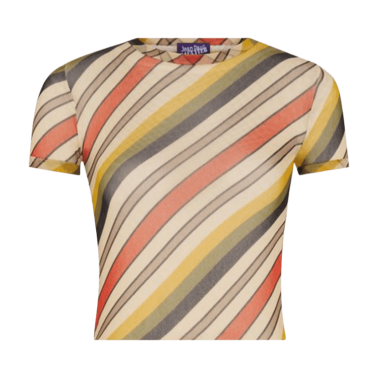 Jean Paul Gaultier Mesh Tee Printed "Retro Stripe" "Multicolor"
