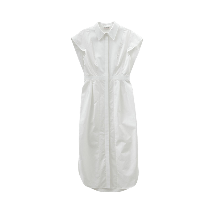 Alexander McQueen Cotton Pencil Shirt Dress "Optical White"