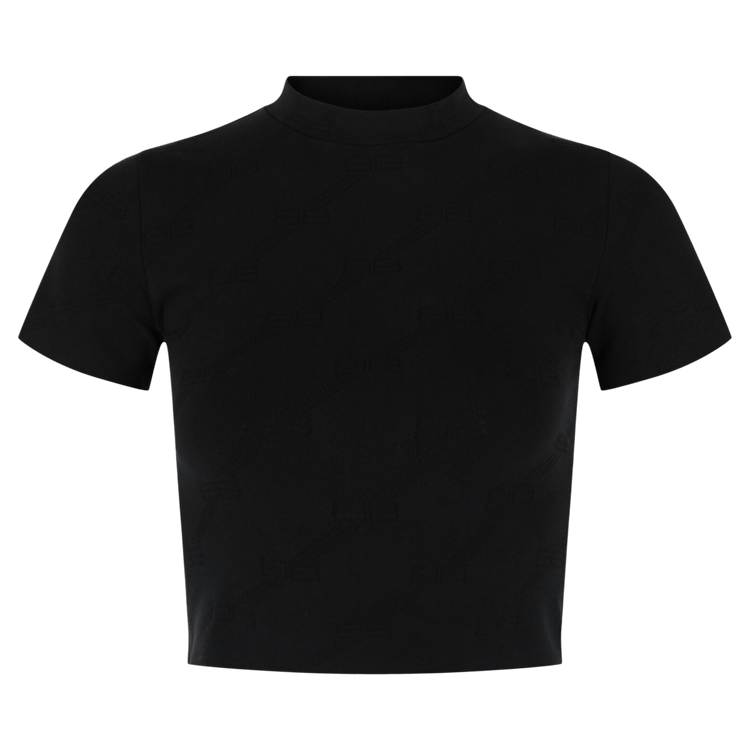 Balenciaga Mock-Neck Cropped Top "Black"
