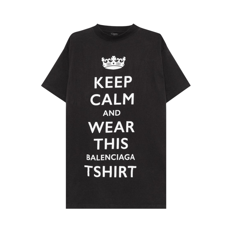 Balenciaga Oversized Keep Calm T-Shirt "Washed Black/White"