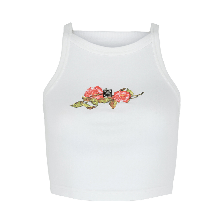 Givenchy 4G And Rose Print Crop Top "White"
