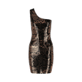 Balenciaga One-Shoulder Snake Sequined Mini Dress "Gold"