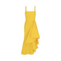 Alexander McQueen Asymmetric Draped Midi Dress "Bright Yellow"