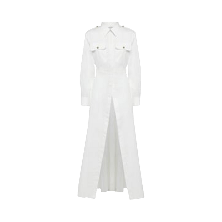 Alexander McQueen Cutaway Cotton Military Shirt "Optical White"