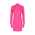 Balenciaga Floral Lace Mini Dress With Gloves "Lipstick Pink"