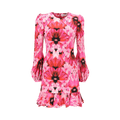 Alexander McQueen Floral Print Silk Mini Dress "Pink"