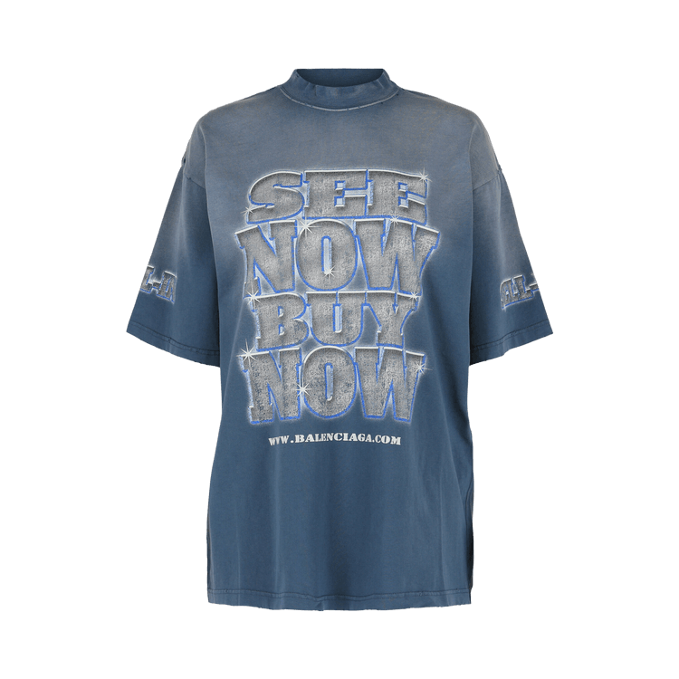 Balenciaga Medium Fit See Now Buy Now Graphic T-Shirt "Washed Blue"