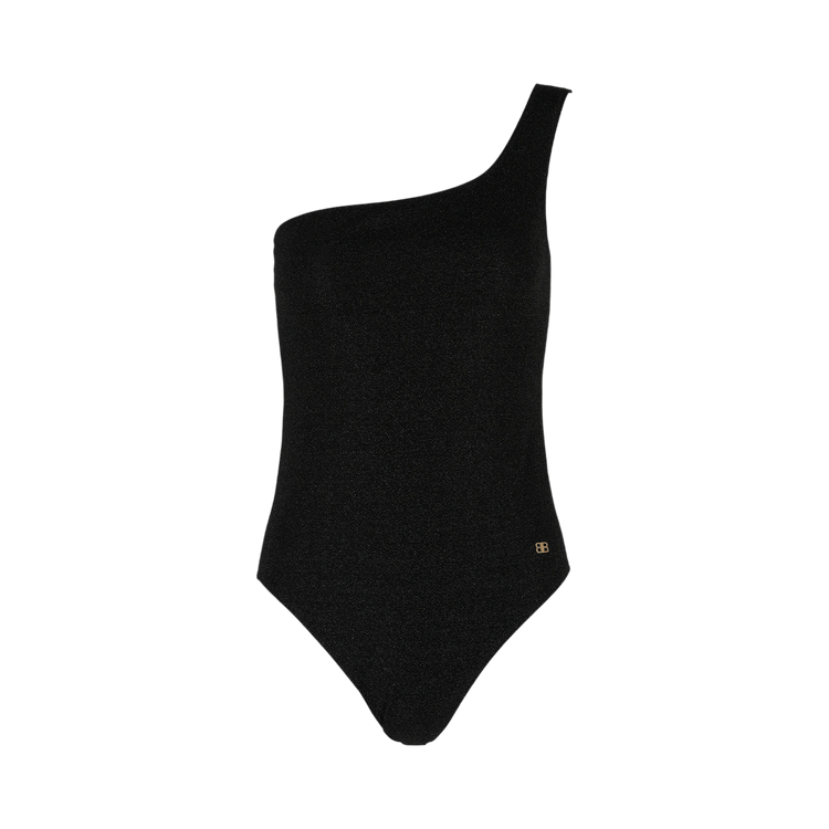 Balenciaga Asymmetric Lurex One Piece Swimsuit "Black"