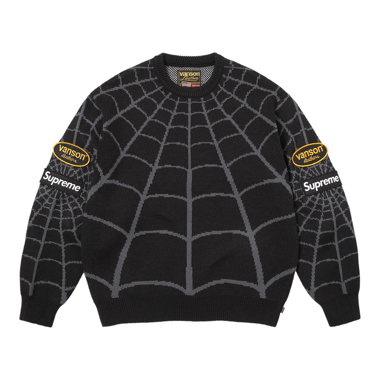 Supreme x Vanson Leathers Spider-Man Sweater "Black"