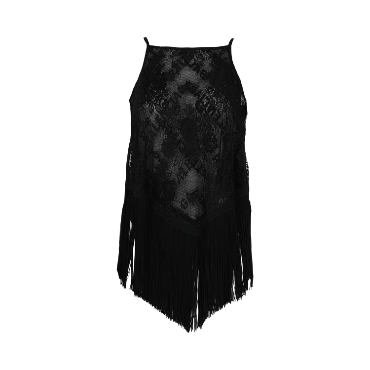 Balenciaga Scarf Fringe Top In Lace "Black"