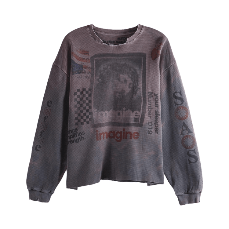 SAITOS Broken Halo Waffle Top "Washed Grey"