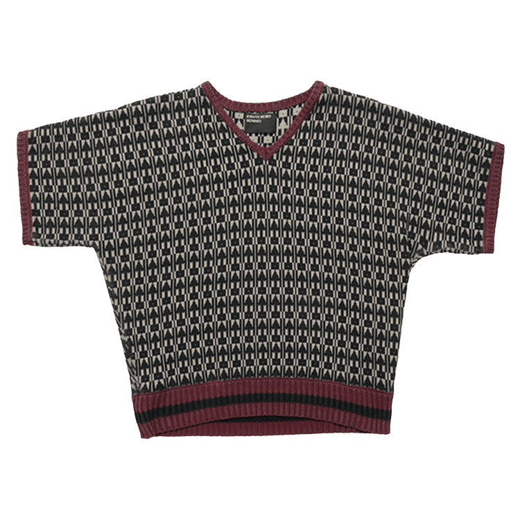 Enfants Riches Déprimés V-Neck Short-Sleeve Vienna Sweater "Burgundy/Black/Stone"