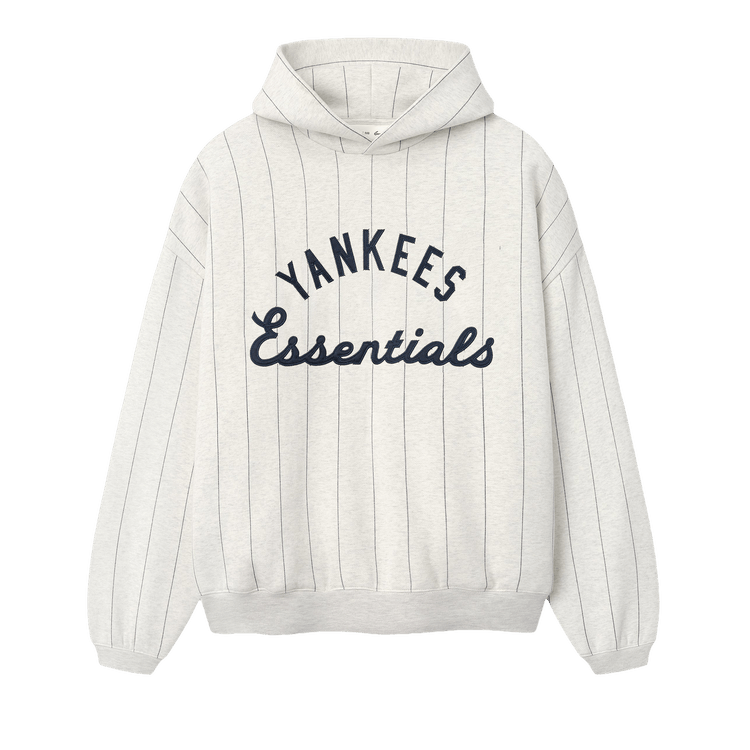 Fear of God Essentials Yankees Sport Hoodie "Oatmeal Heather W Dark Sapphire Pinstripes"