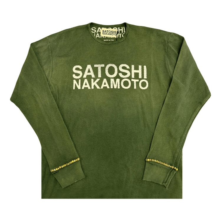 Satoshi Nakamoto Logo Thermal With Studs "Green"