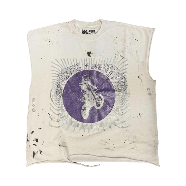 Satoshi Nakamoto Globe Of Death Tee "Vintage White"