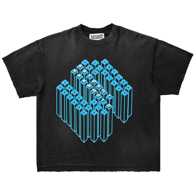 Satoshi Nakamoto Gridlock T-Shirt "Washed Black"