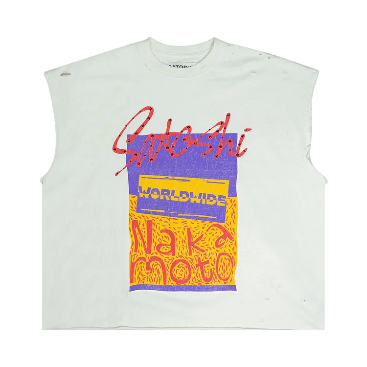 Satoshi Nakamoto Worldwide Cut Off T-Shirt "Vintage White"