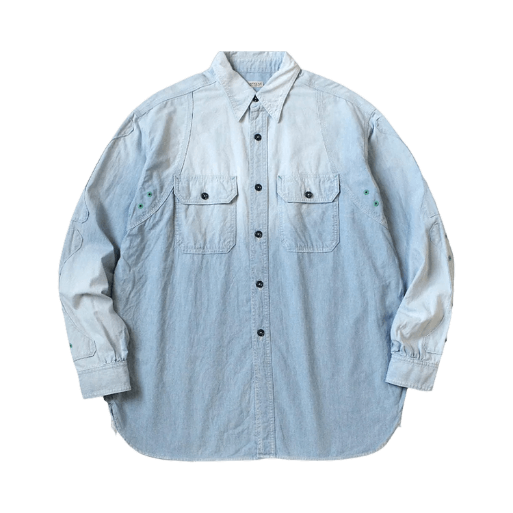 Kapital Chambray 2tones Bone Patch Ventilator Workshirt "Sax"