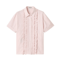 Miu Miu Ruffle Poplin Shirt "Alabaster Pink"