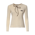 Miu Miu Cotton Bow T-Shirt "Ecru"