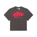 Sp5der Slate Contrast Stitch Slub Tee "Black"