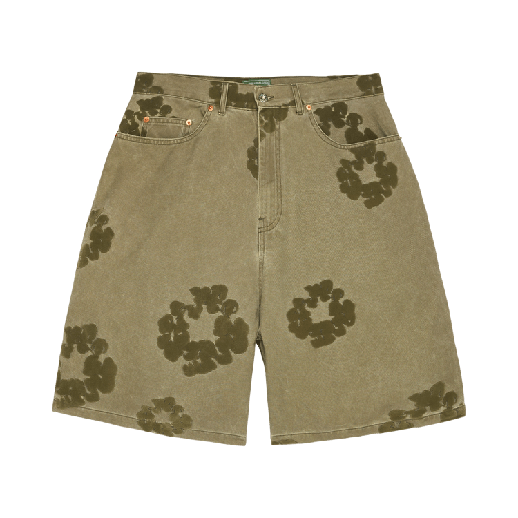 Denim Tears Cotton Wreath Flocked Short "Khaki"