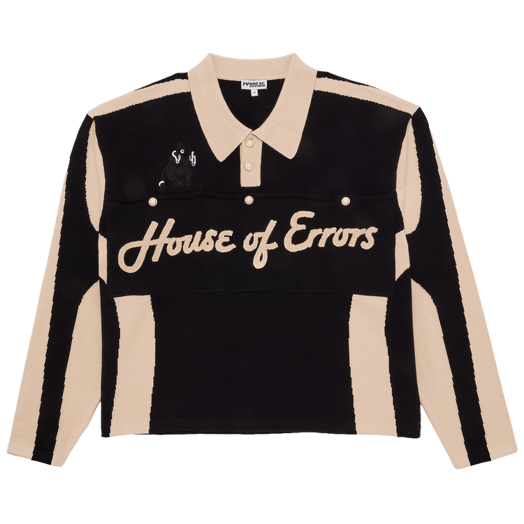 HOUSE OF ERRORS Knitted Cat Burglar Rugby "Black/Beige"