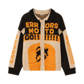 HOUSE OF ERRORS Thick Knit Moto Cardigan "Black/Orange"