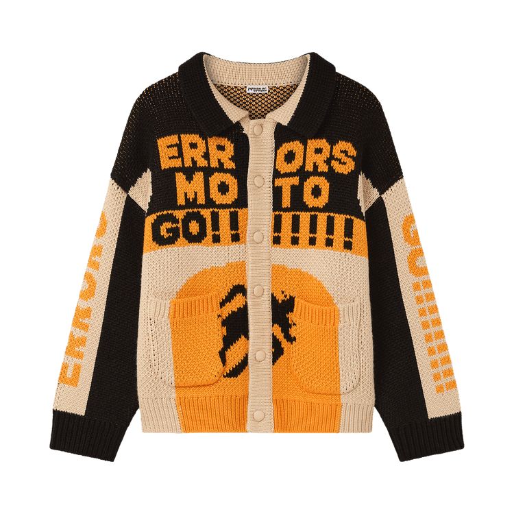 HOUSE OF ERRORS Thick Knit Moto Cardigan "Black/Orange"