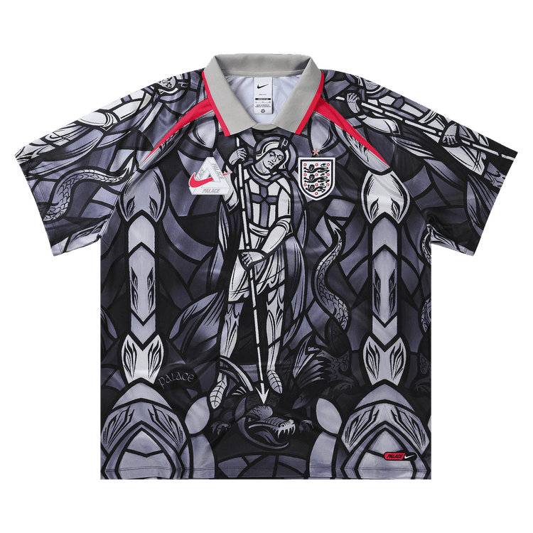 Palace x Nike England Dri-Fit Football Jersey "Pewter Grey/Bright Crimson"