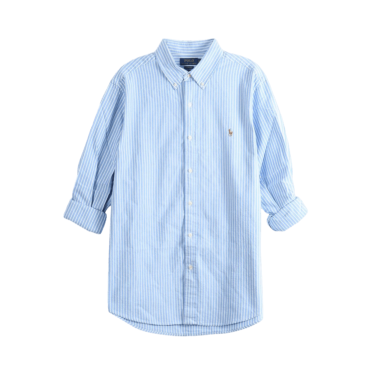 Polo Ralph Lauren Long-Sleeve Seersucker Oxford Sport Shirt "Blue/White"