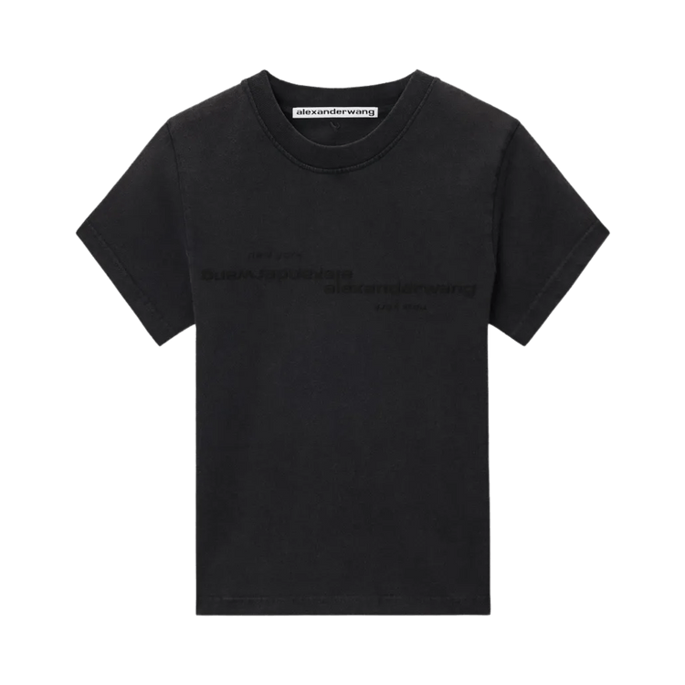 Alexander Wang Mirrored Logo Print Shrunken Tee "Washed Black"