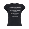 Alexander Wang Hotfix Gradient Logo Fitted Tee "Washed Black"