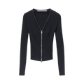 Alexander Wang V-Neck Pointelle Cardigan Zip "Black"
