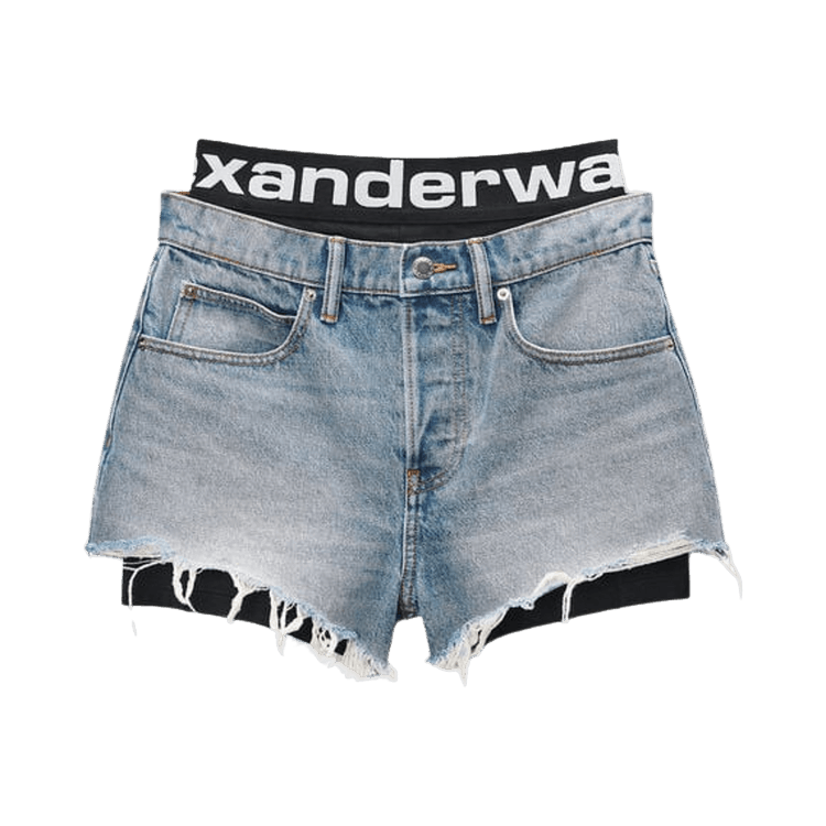 Alexander Wang Pre-Styled Relaxed Logo Bike Short "Authentic Light Indigo"