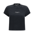 Alexander Wang Shrunken Short-Sleeve Logo Print Tee "Washed Black"