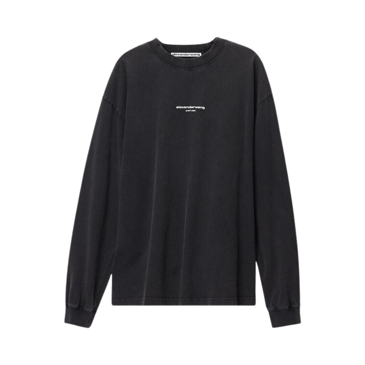 Alexander Wang Logo Print Long-Sleeve Tee "Washed Black"