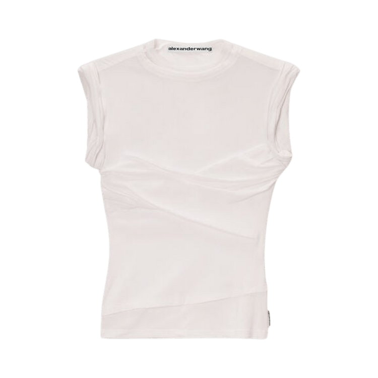 Alexander Wang Twisted Bust Layered Tank "White"