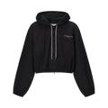 Alexander Wang Rhinestone Drawcord Shrunken Hoodie Jacket "Black"