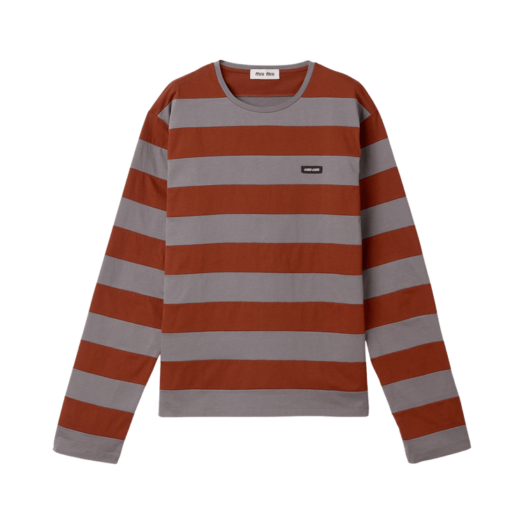 Miu Miu Jersey Righe T-Shirt "Ferro/Tabacco"