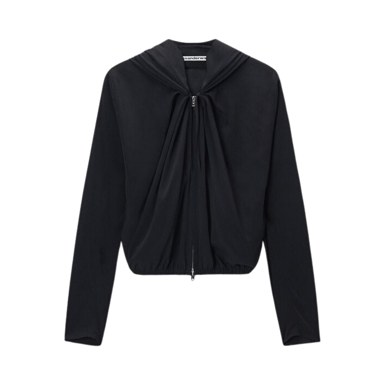 Alexander Wang Pleated Neckline Hoodie "Black"