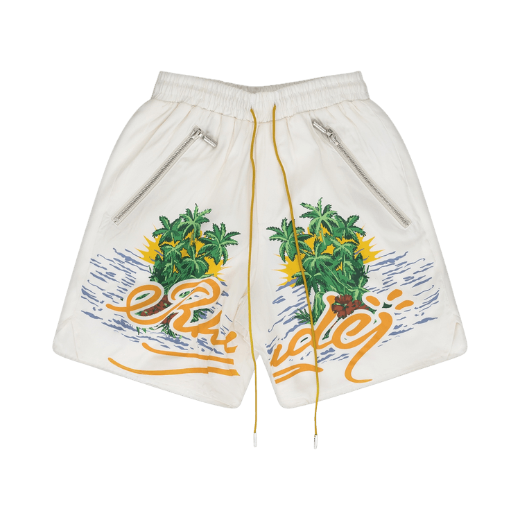 Rhude Palms Logo Shorts "White"