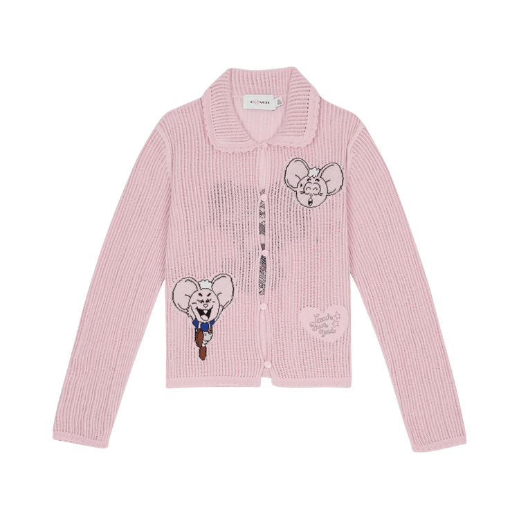 Brain Dead x Coach Intarsia Kachi Mouse Knit Cardigan "Pink"